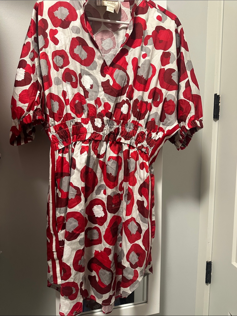 Red Floral Cinched-Waist Mini Dress - Picture 3 of 3